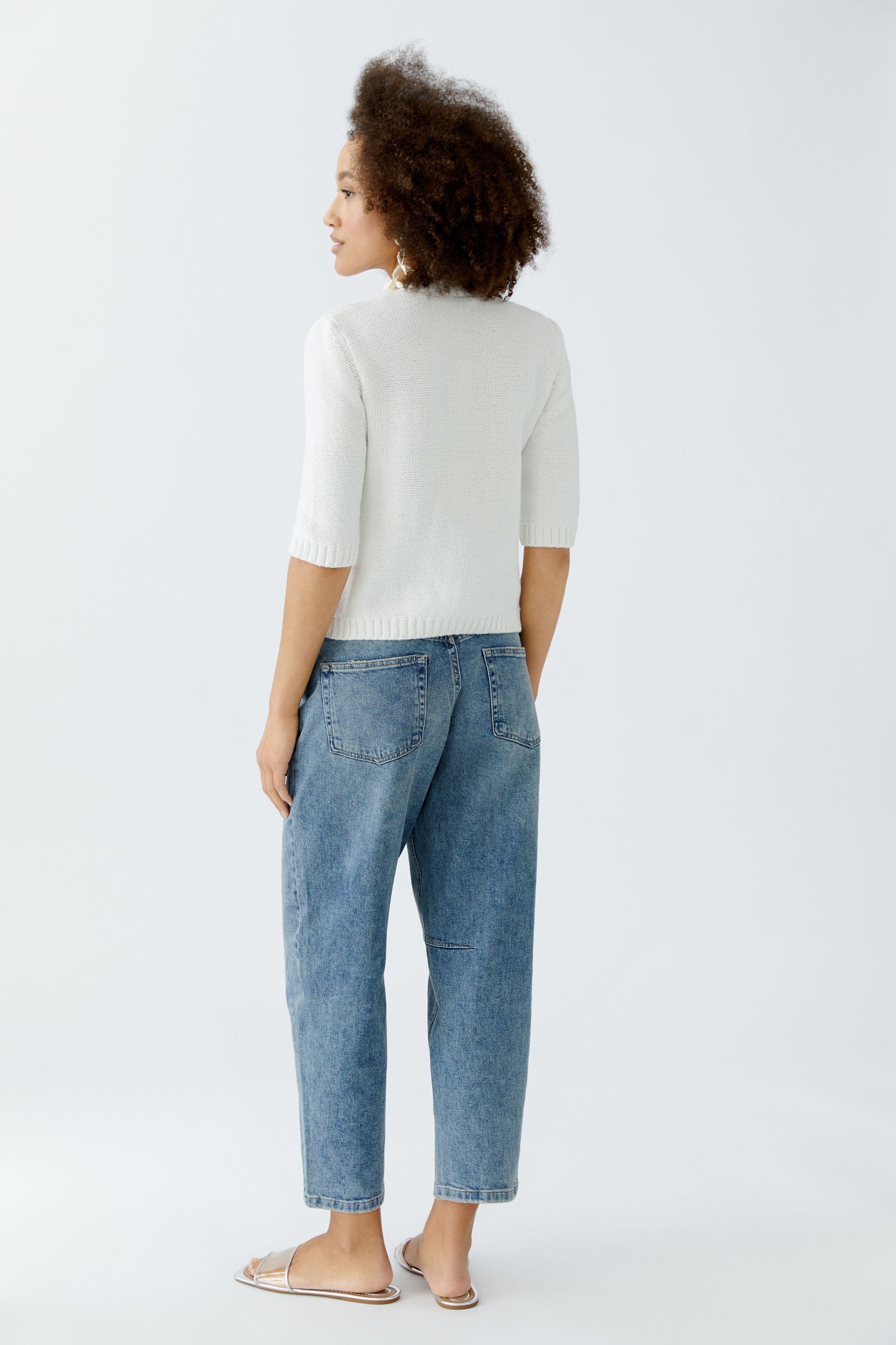 Oui Off White Knit Cardigan 93581