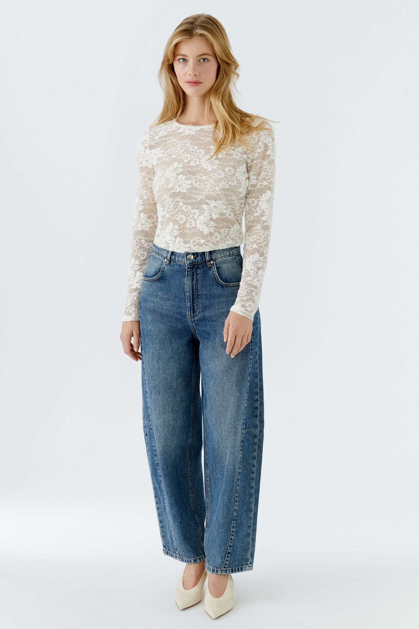 Oui Cream Lace Top 96030