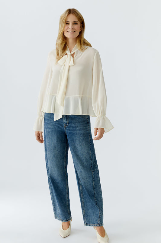 Oui Cream Frill Blouse 96068