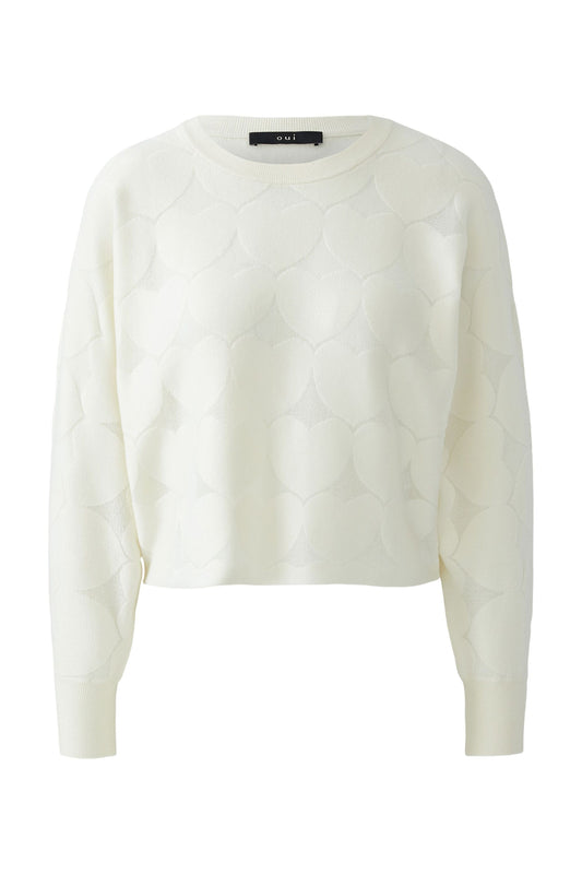 Oui Cream Heart Sweater 96105