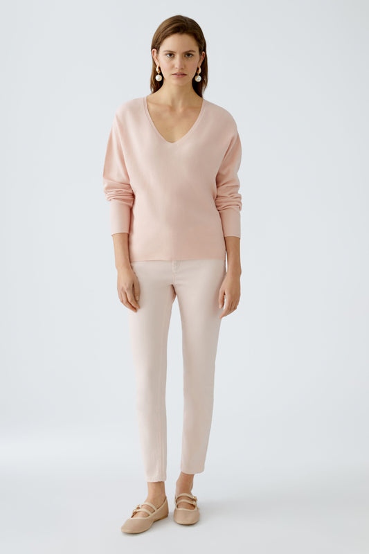 Oui Peach V Neck Sweater 89057