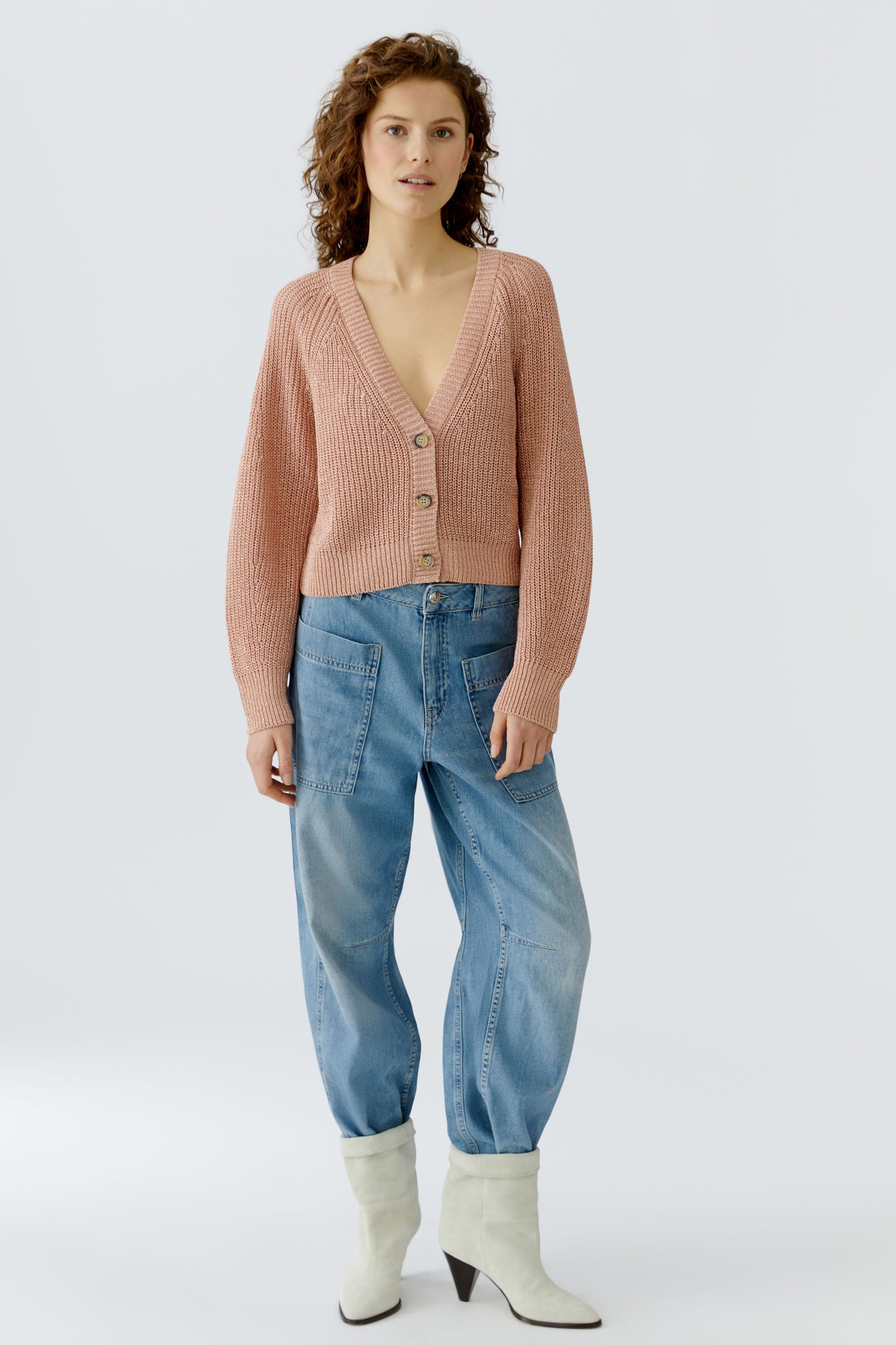 Oui Dusty Rose Sparkle Cardigan 96500