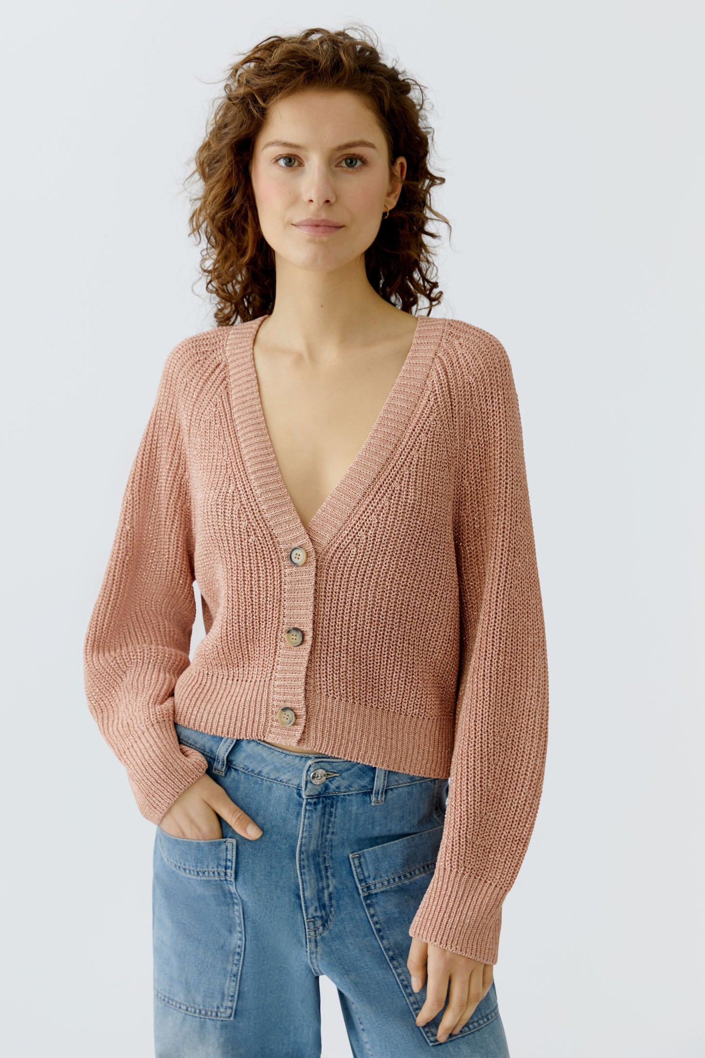 Oui Dusty Rose Sparkle Cardigan 96500