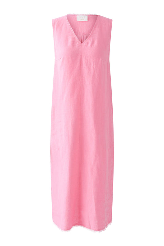 Oui Linen V Neck Dress Candy Pink 92852
