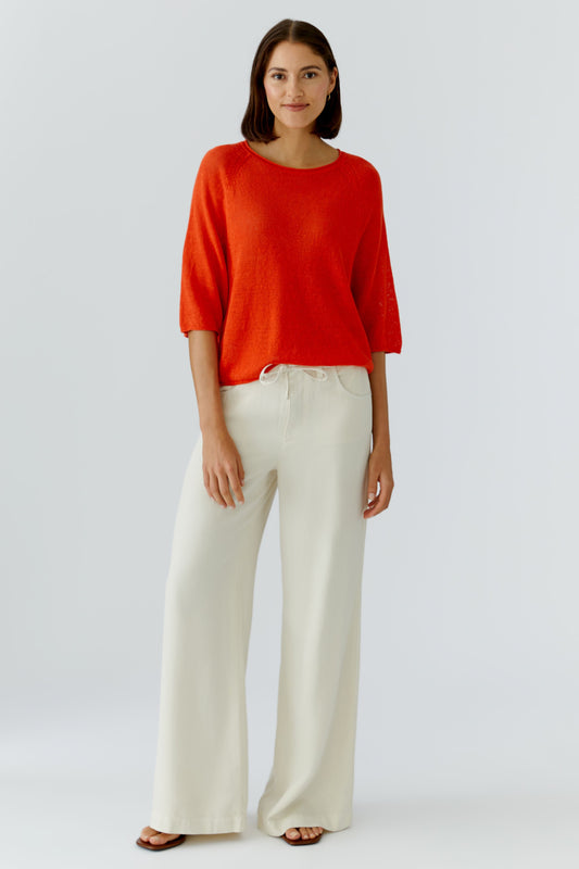 Oui Red Linen Sweater 97419