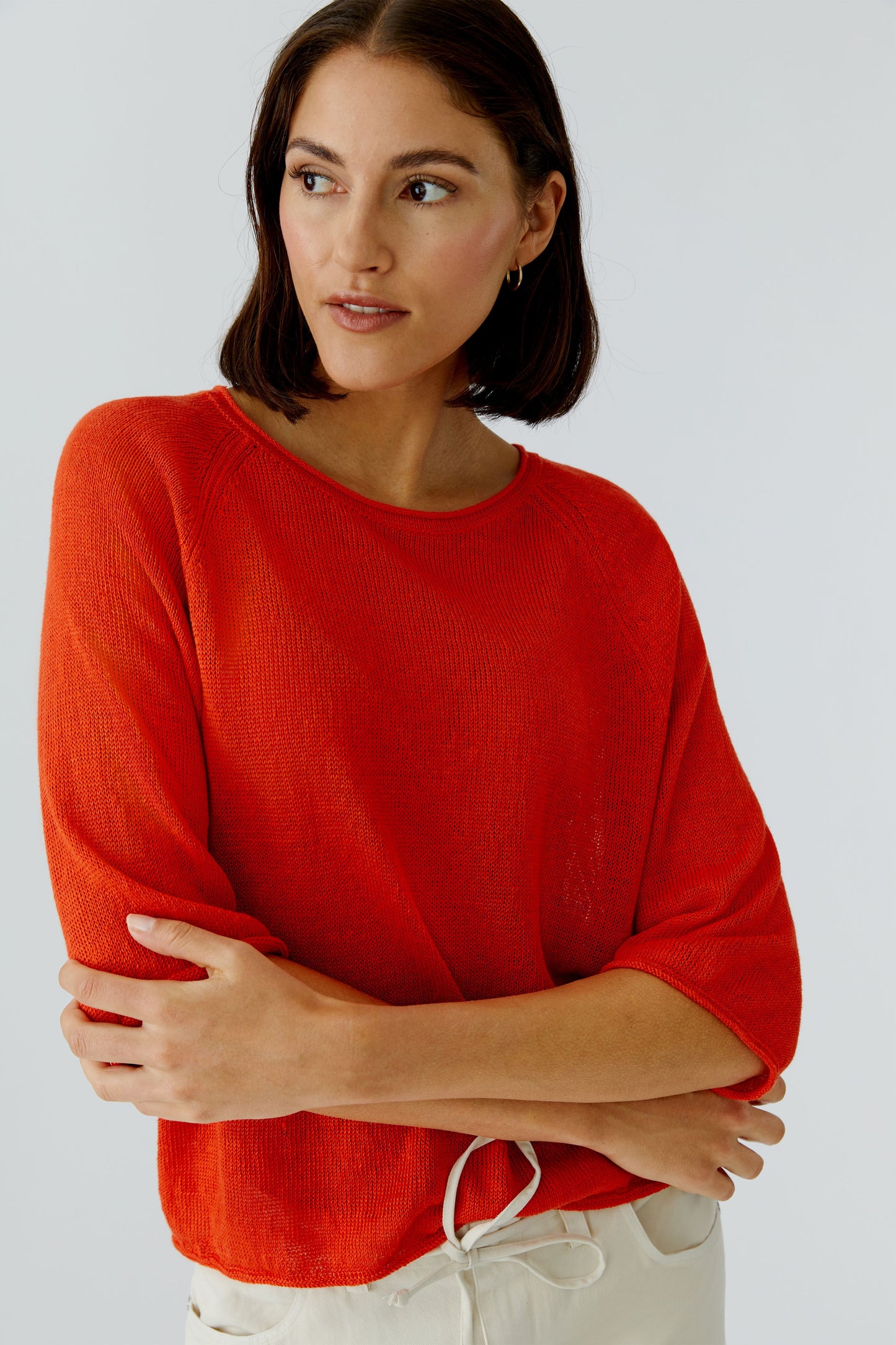 Oui Red Linen Sweater 97419