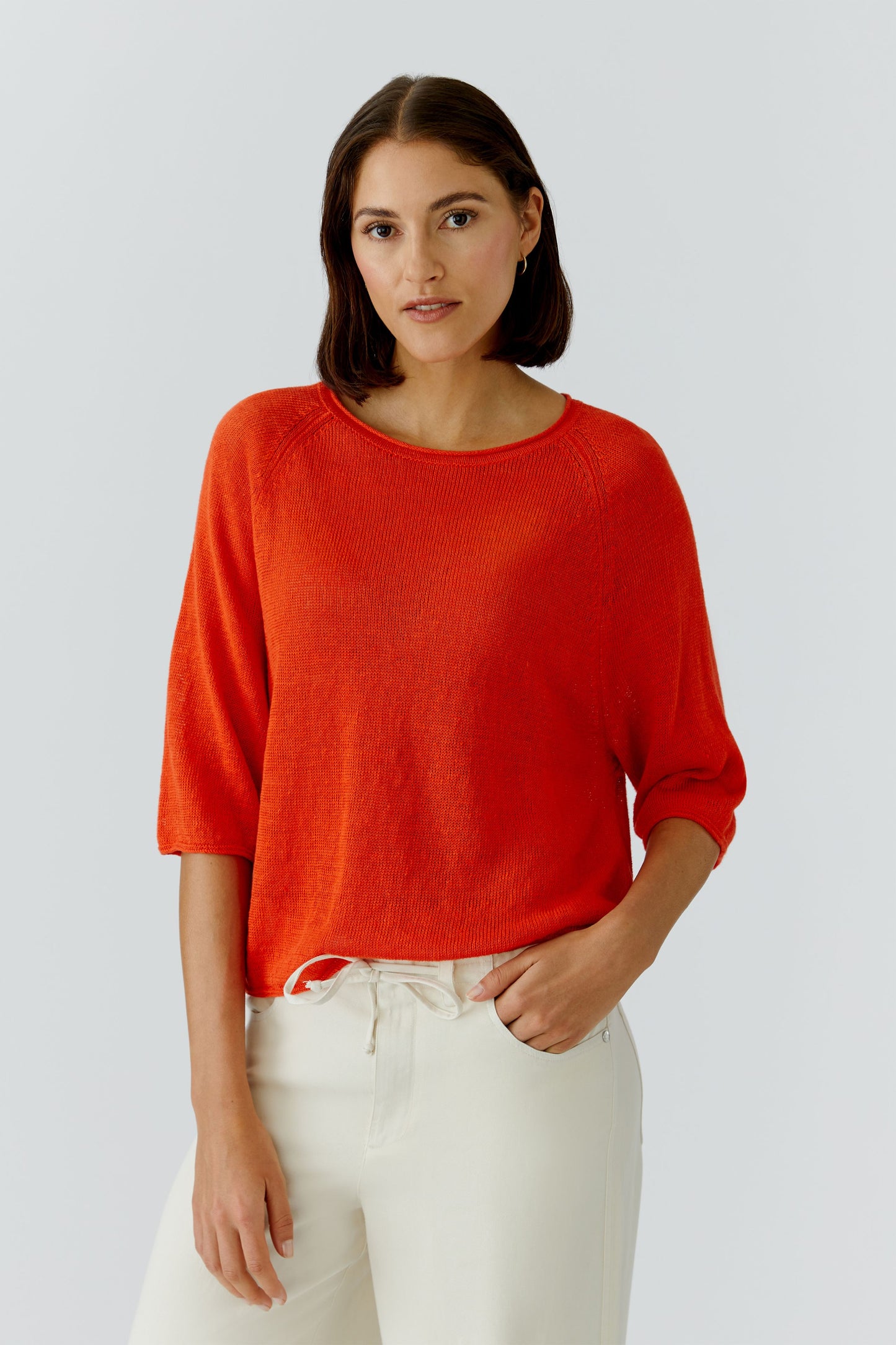 Oui Red Linen Sweater 97419