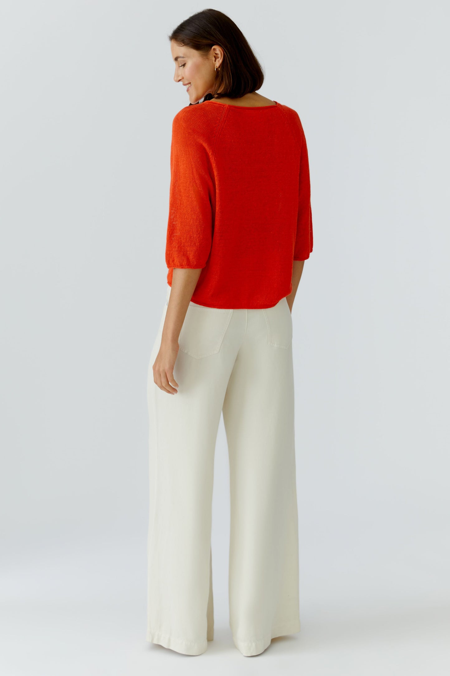 Oui Red Linen Sweater 97419