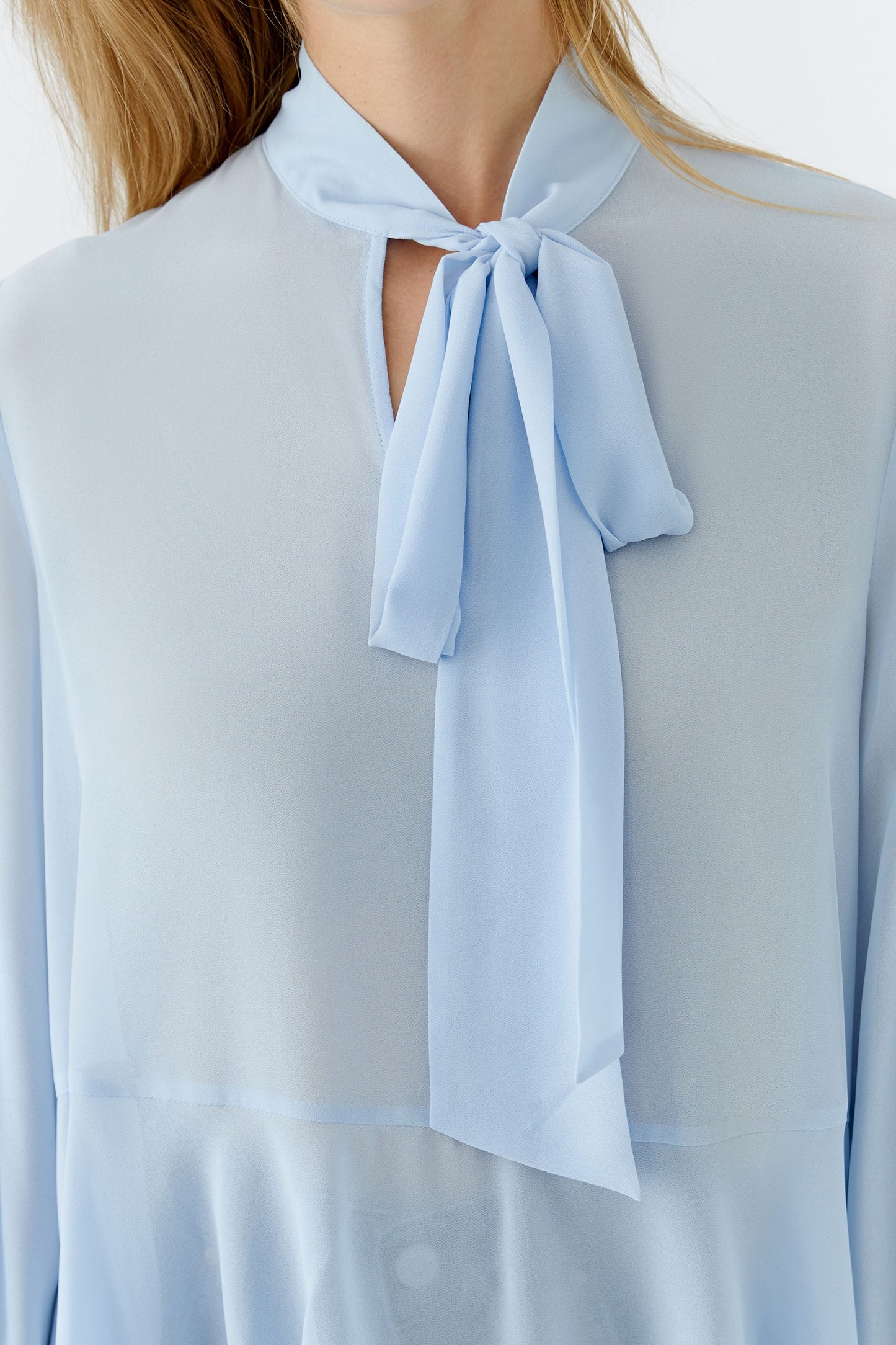 Oui Pale Blue Frill Blouse 96068