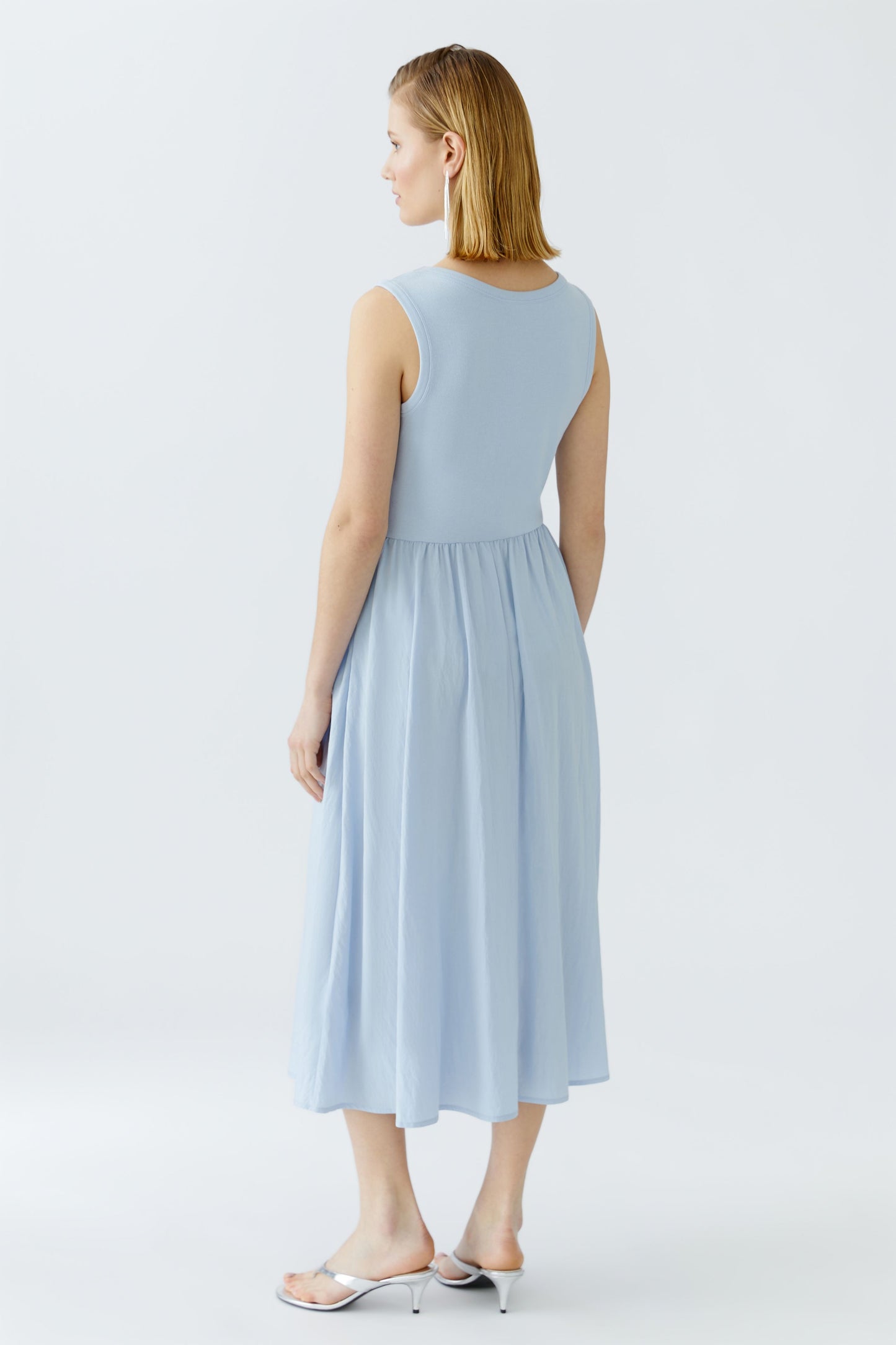 Oui Pale Blue Vest Top Full Skirt Dress 91814