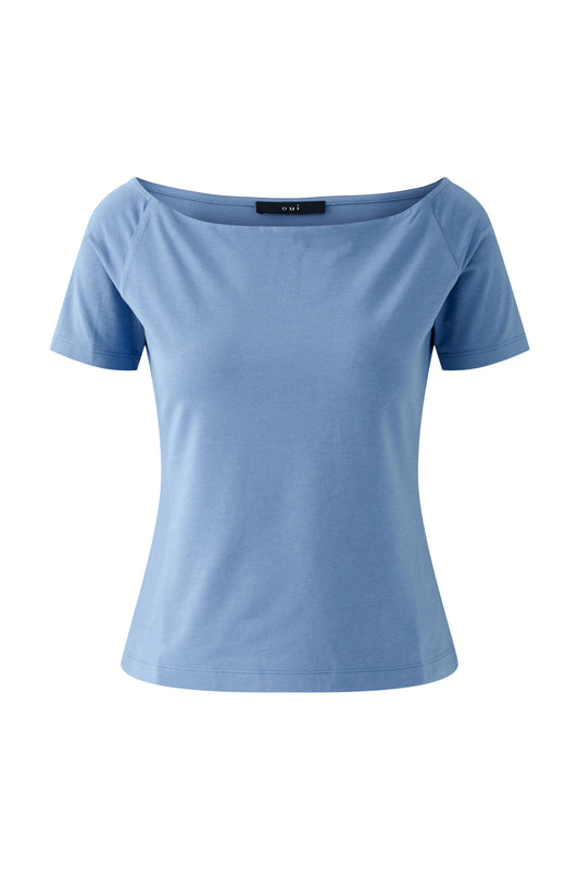 Oui Boat Neck Jersey-Shirt Blue 92896