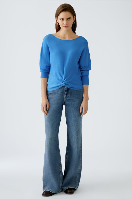 Oui Blue Twist Front Sweater 92954