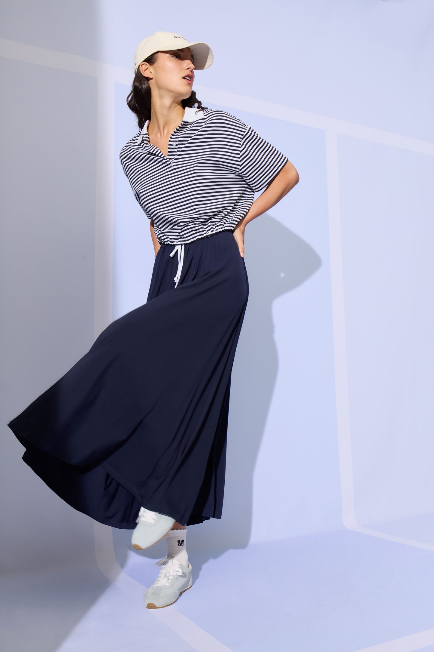 Oui Navy Long Skirt 93446