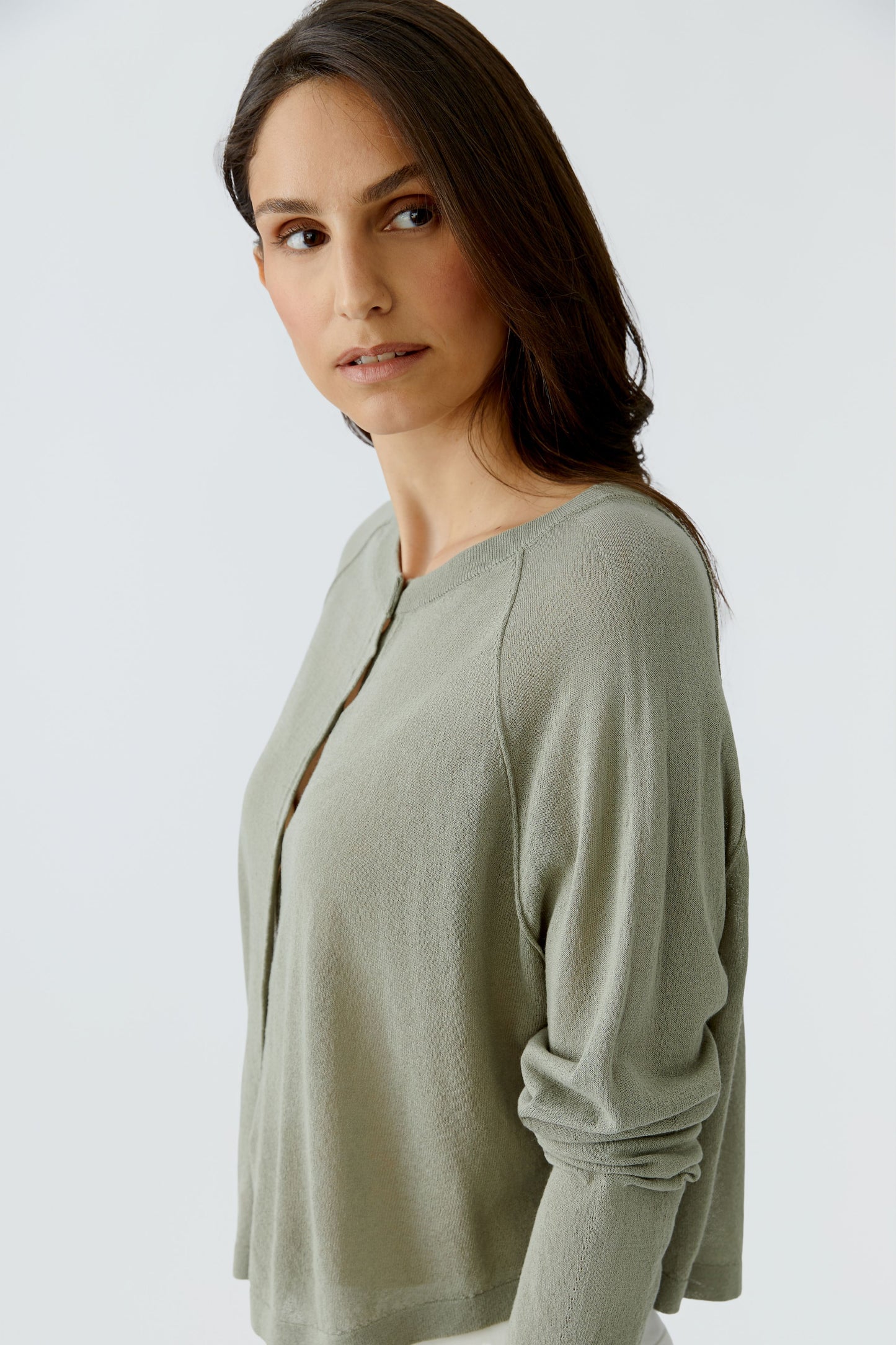 Oui Sage Reversible Cardigan 97153