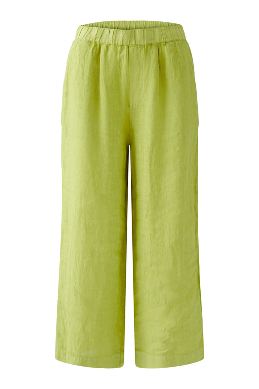 Oui Linen Pull-on Crop Trousers Lime Green 92810