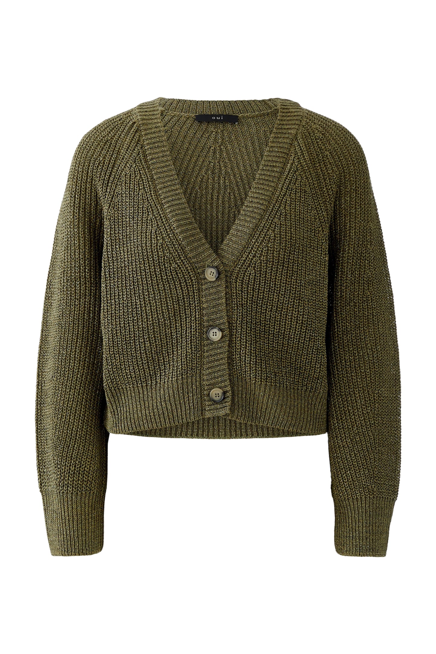 Oui Khaki Sparkle Cardigan 96500