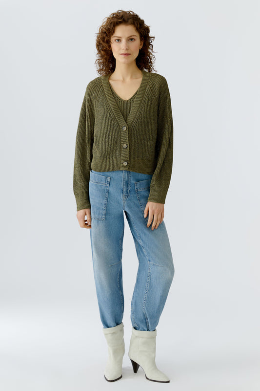 Oui Khaki Sparkle Cardigan 96500