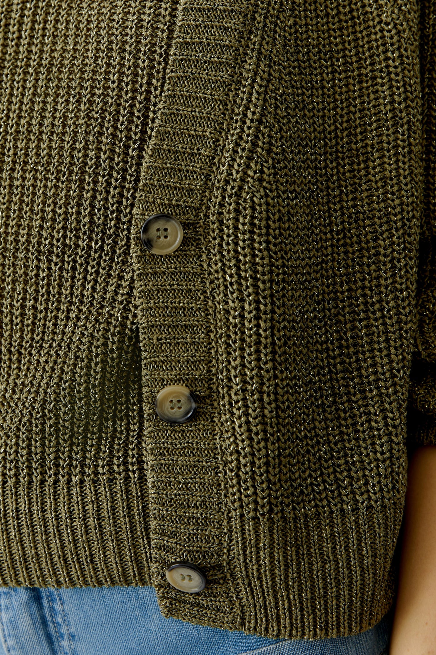 Oui Khaki Sparkle Cardigan 96500
