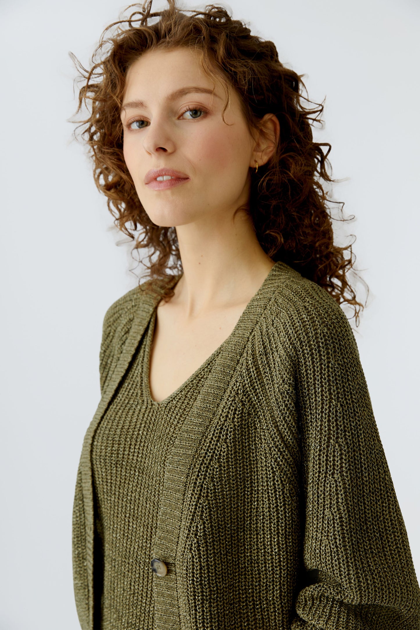 Oui Khaki Sparkle Cardigan 96500