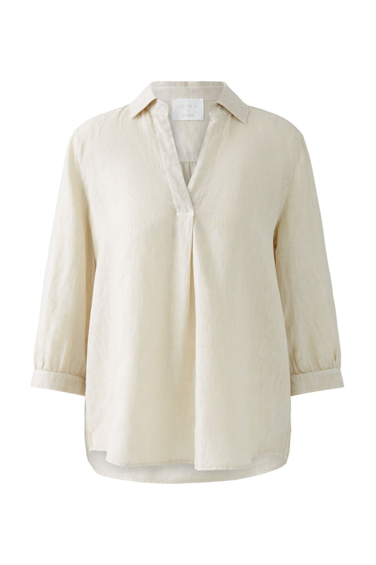 Oui Lightweight Linen Shirt Biscuit 92941