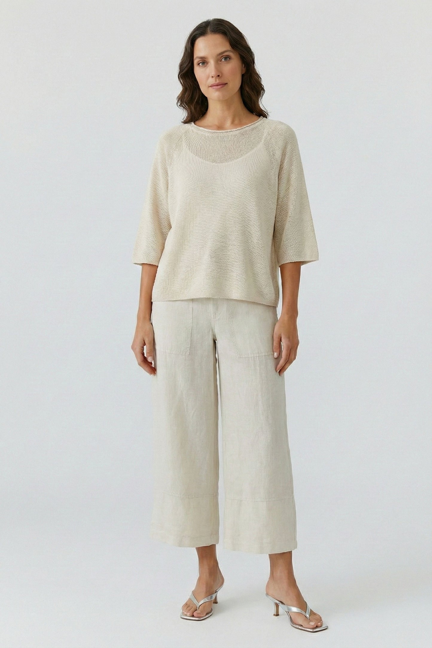 Oui Biscuit Linen Trousers 97141