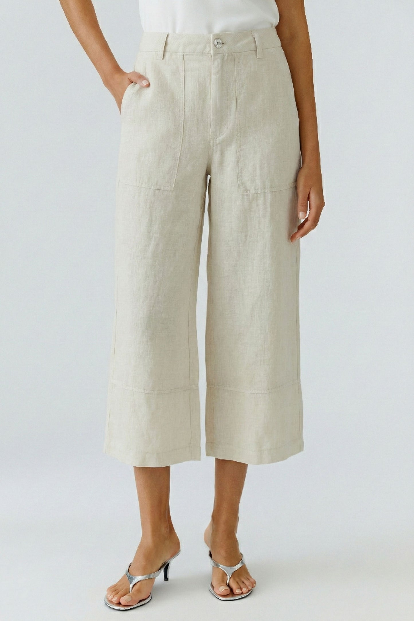 Oui Biscuit Linen Trousers 97141