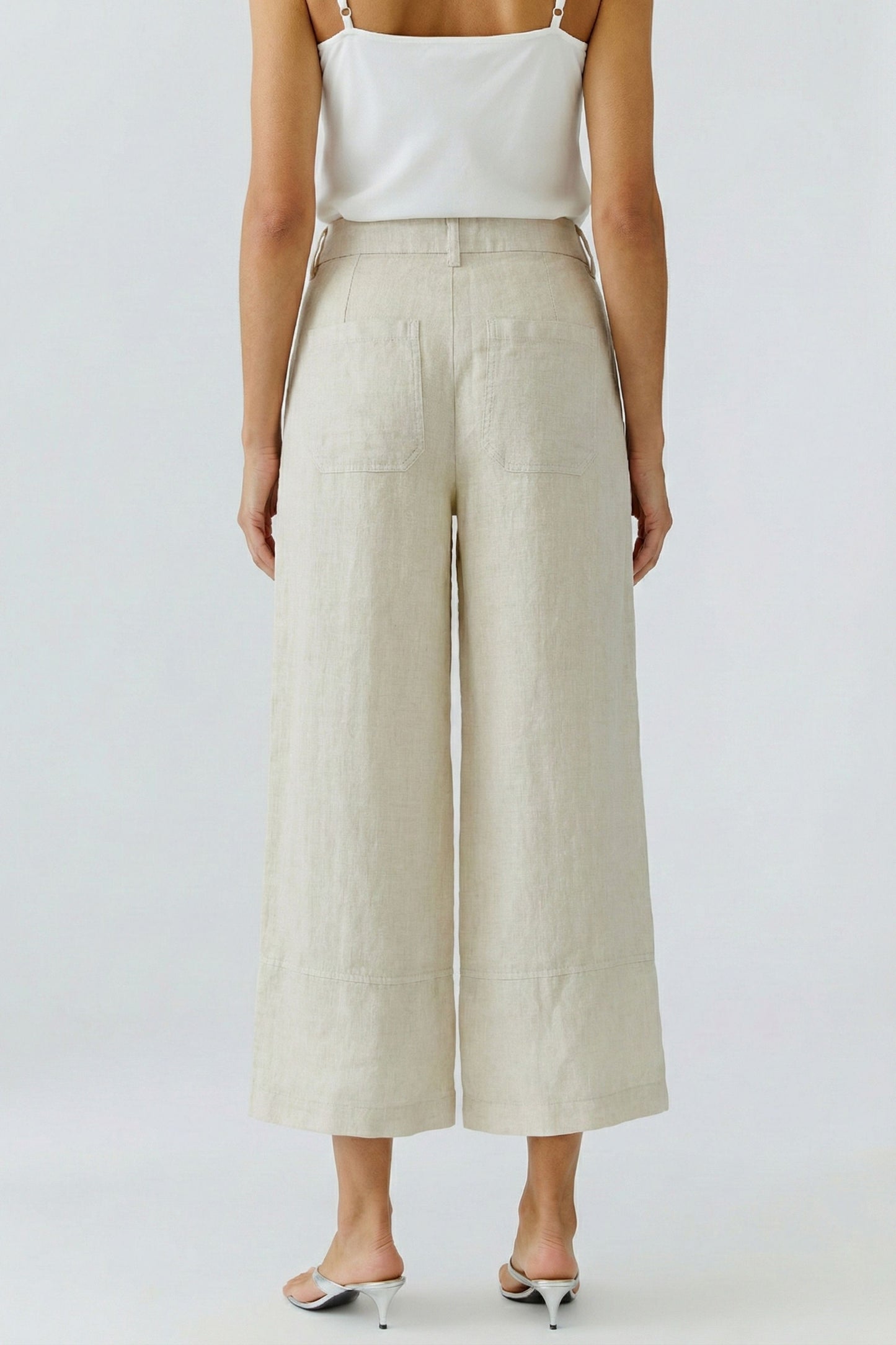 Oui Biscuit Linen Trousers 97141