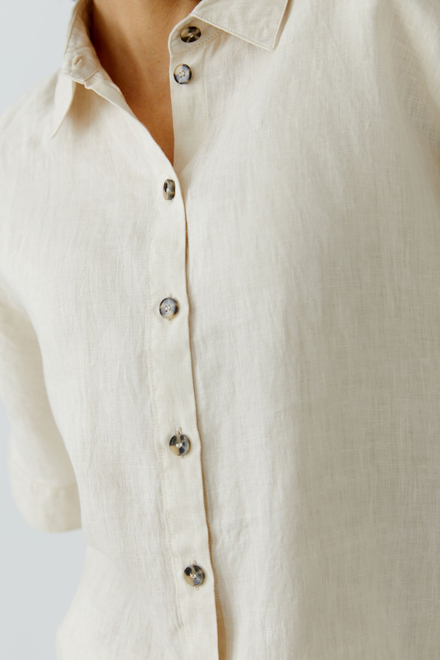 Oui Biscuit Linen Shirt 97229