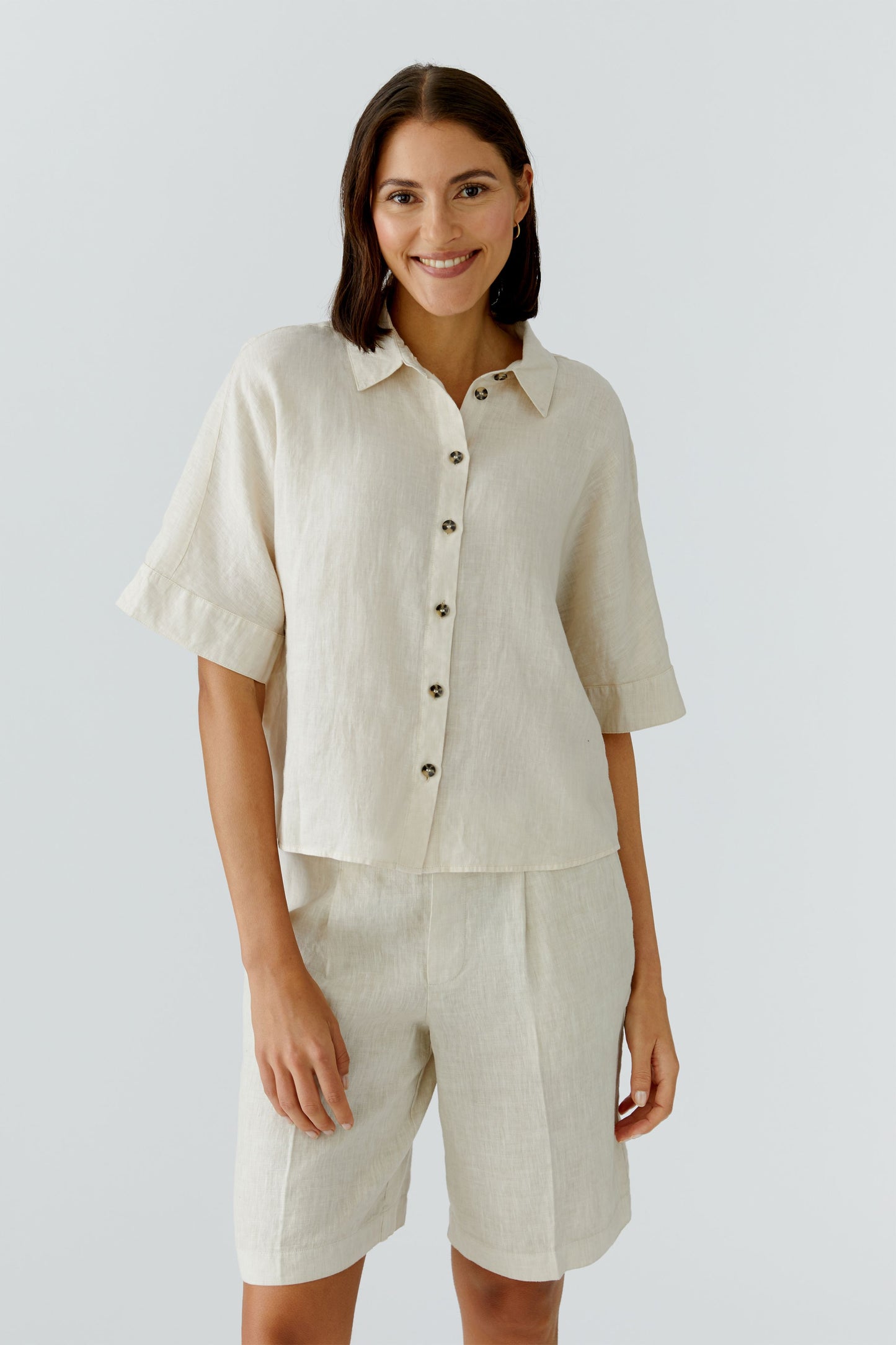 Oui Biscuit Linen Shirt 97229