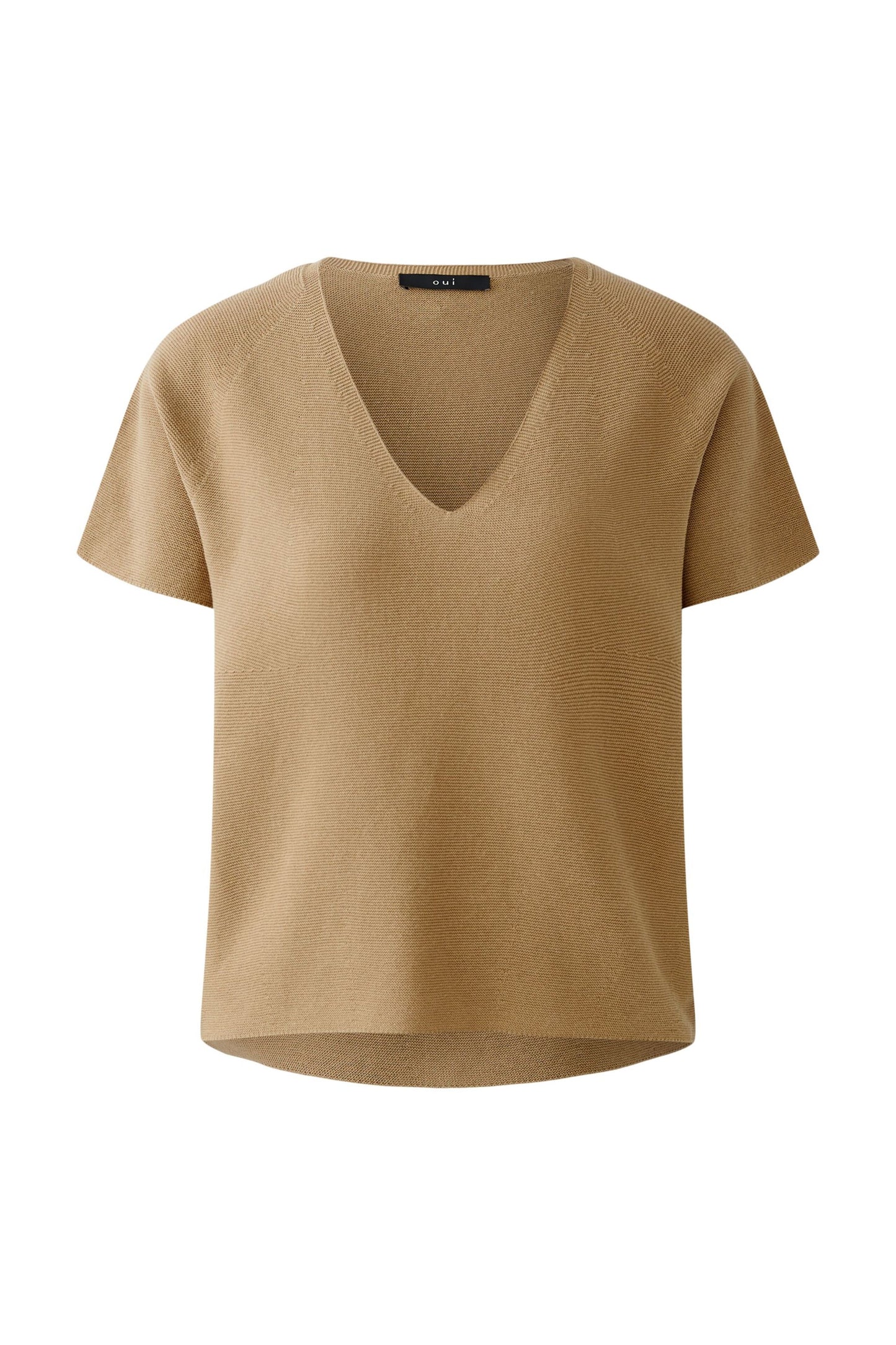 Oui Caramel Fine Knit V Neck Sweater 91927