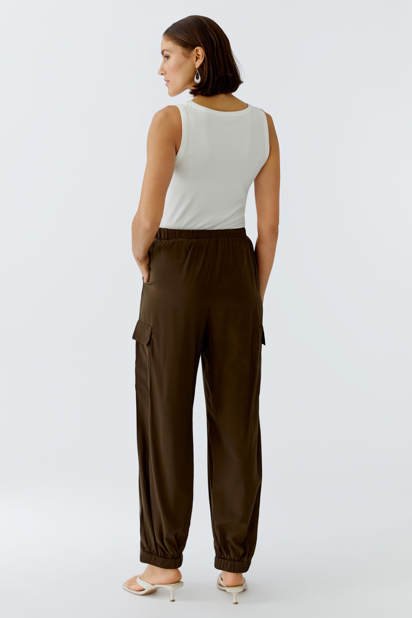 Oui Satin Cargo Trousers 97144
