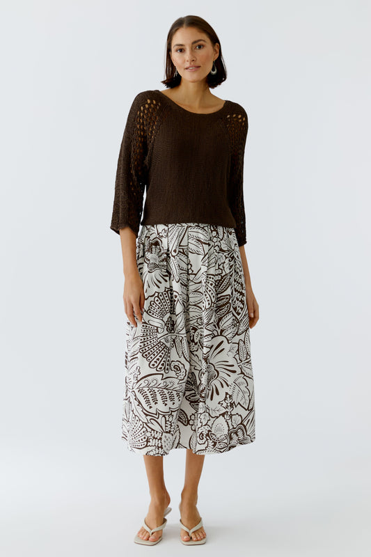 Oui Brown Holey Sweater 97270