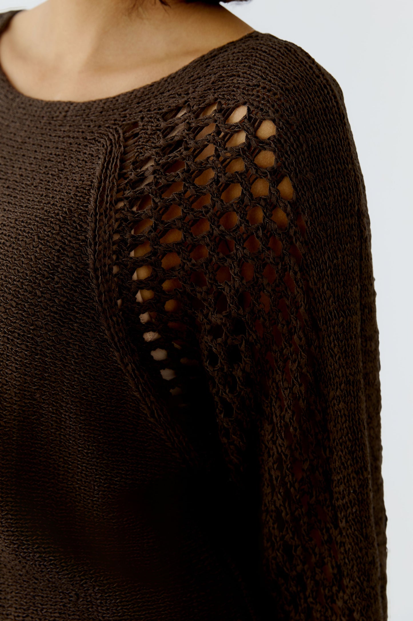 Oui Brown Holey Sweater 97270