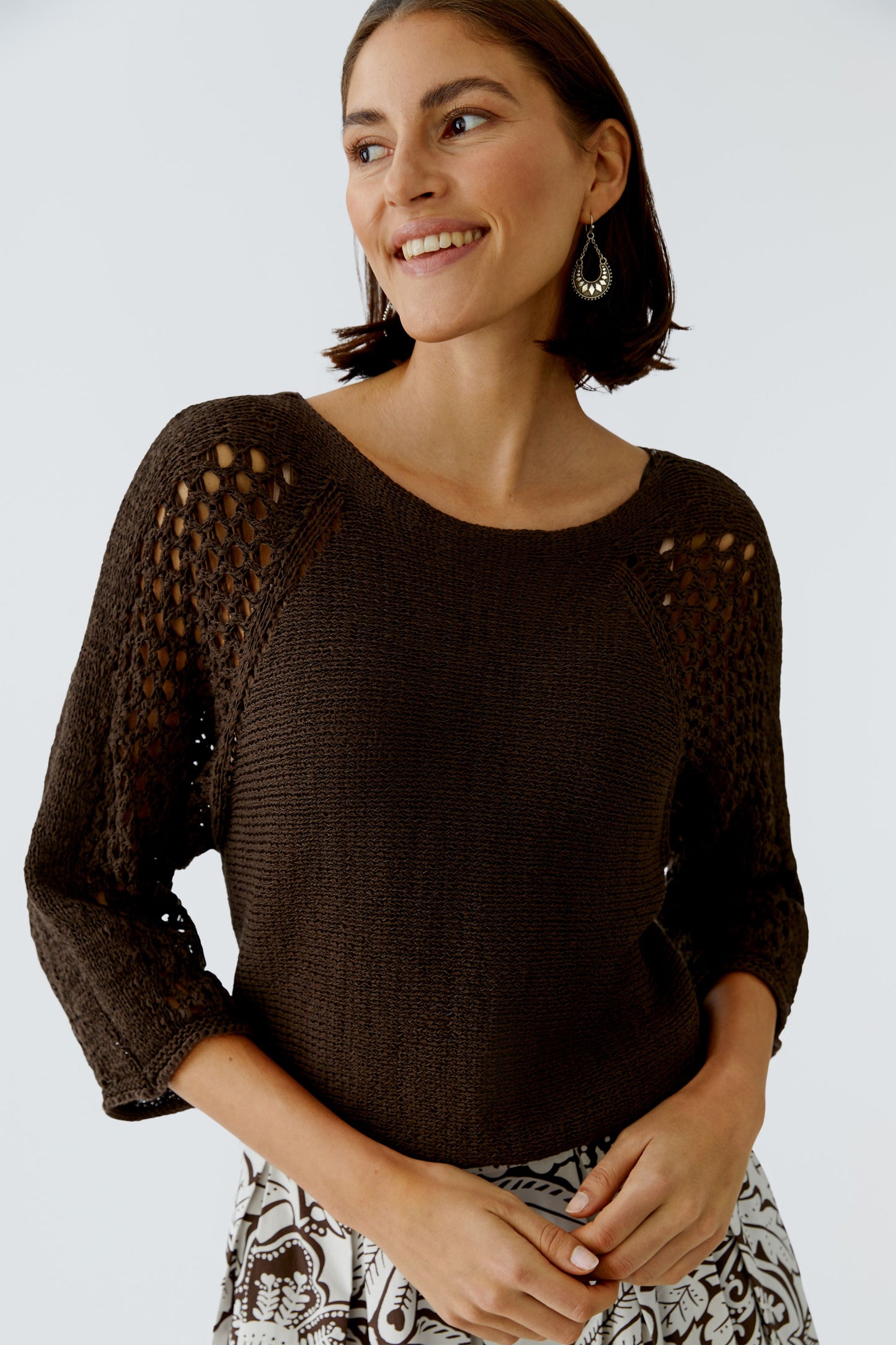Oui Brown Holey Sweater 97270