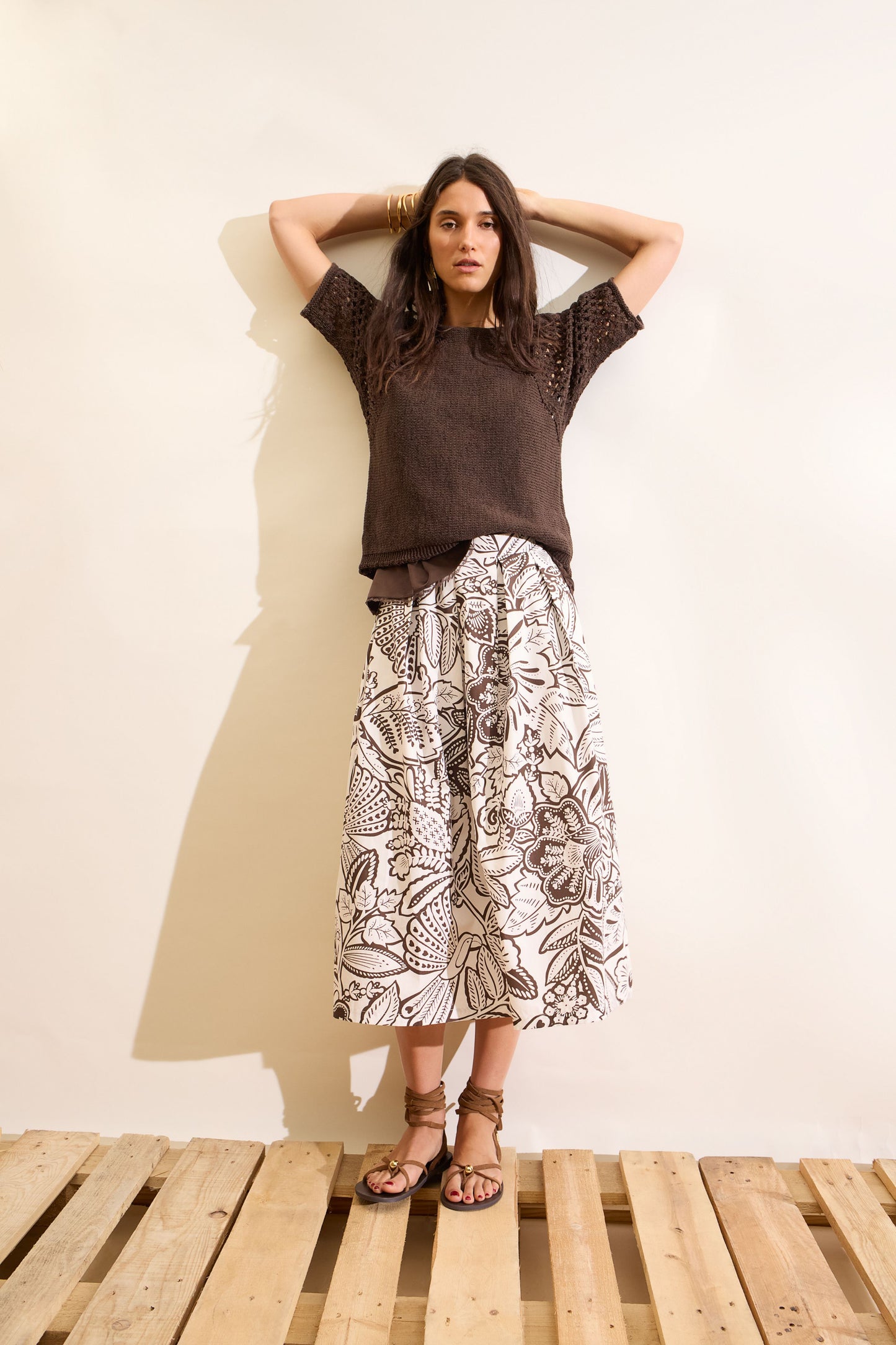 Oui Brown Holey Sweater 97270
