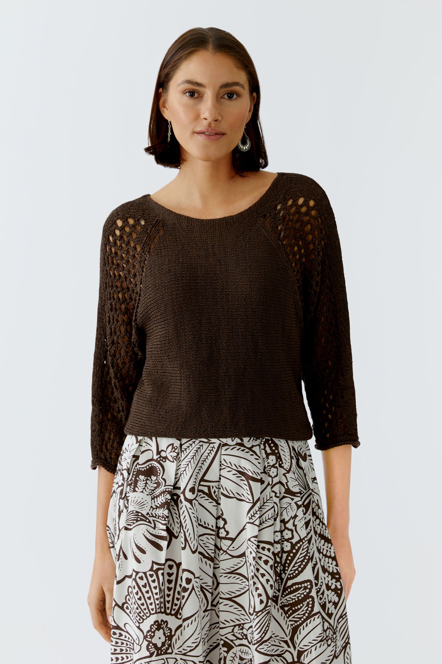 Oui Brown Holey Sweater 97270