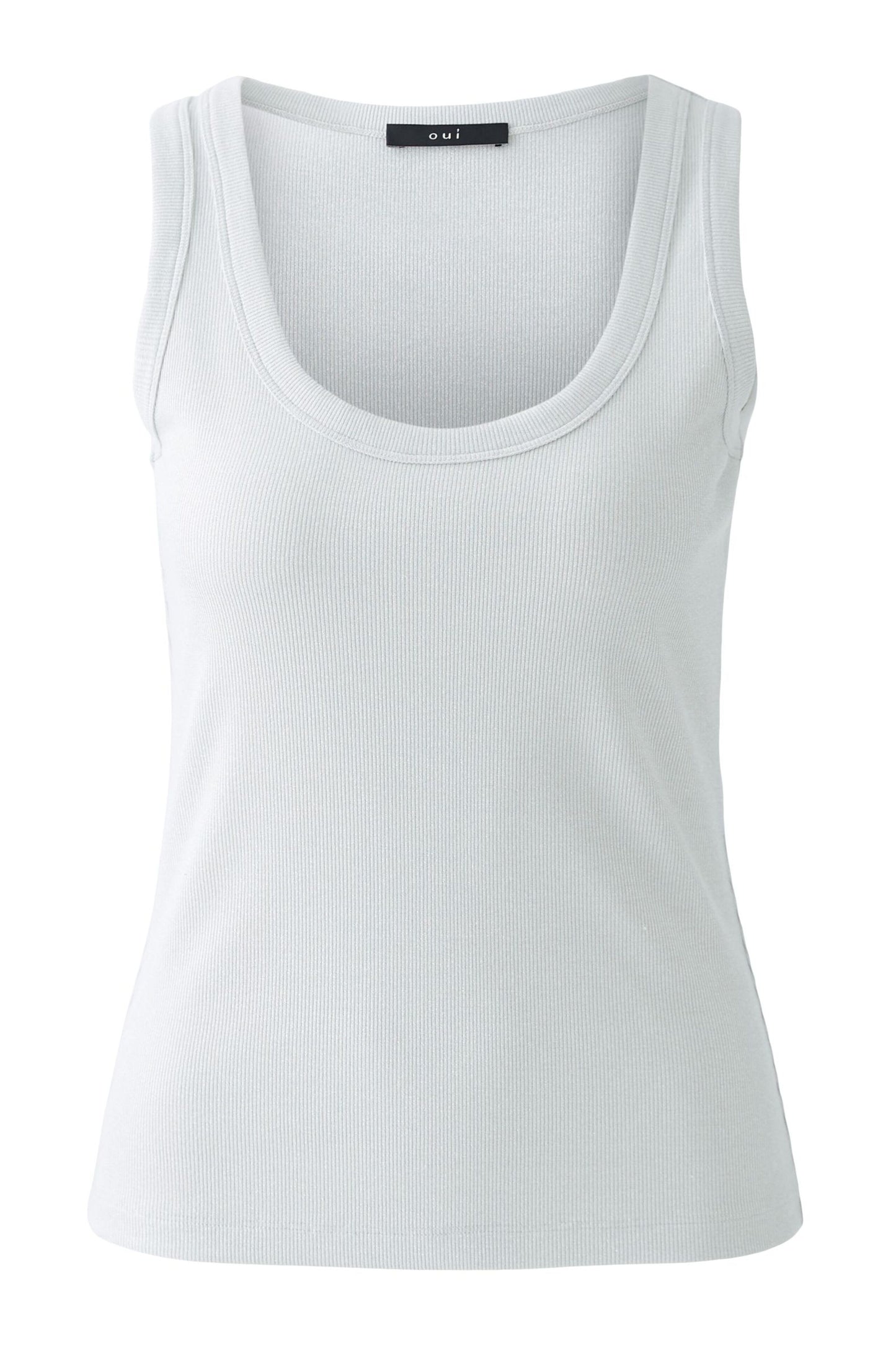 Oui Metallic Silver Vest Top 91992