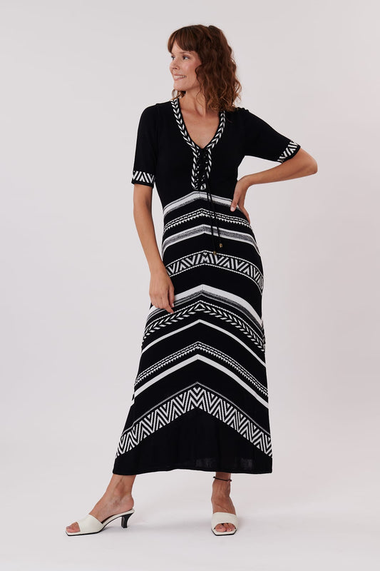 Derhy Heather knitted long dress with stitching