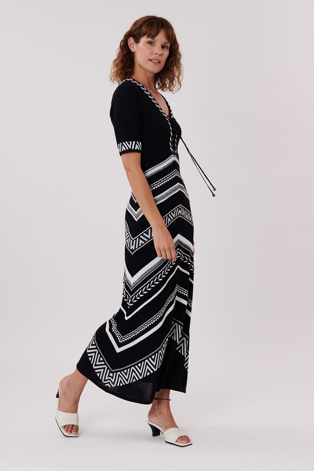 Derhy Heather knitted long dress with stitching