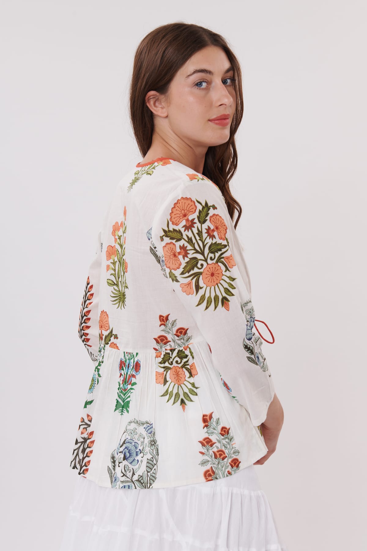 Derhy Ripley floral print cotton tie kimono top