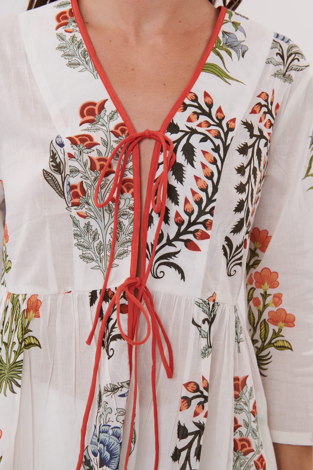 Derhy Ripley floral print cotton tie kimono top