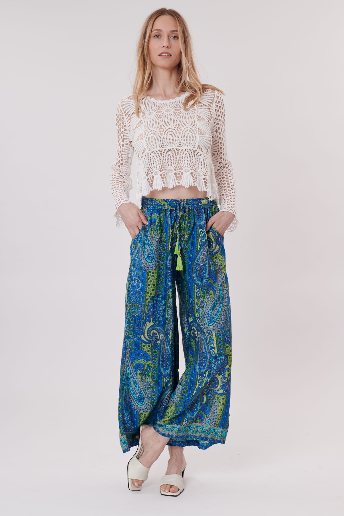 Derhy Pacome Paisley Print Wide Leg Trousers