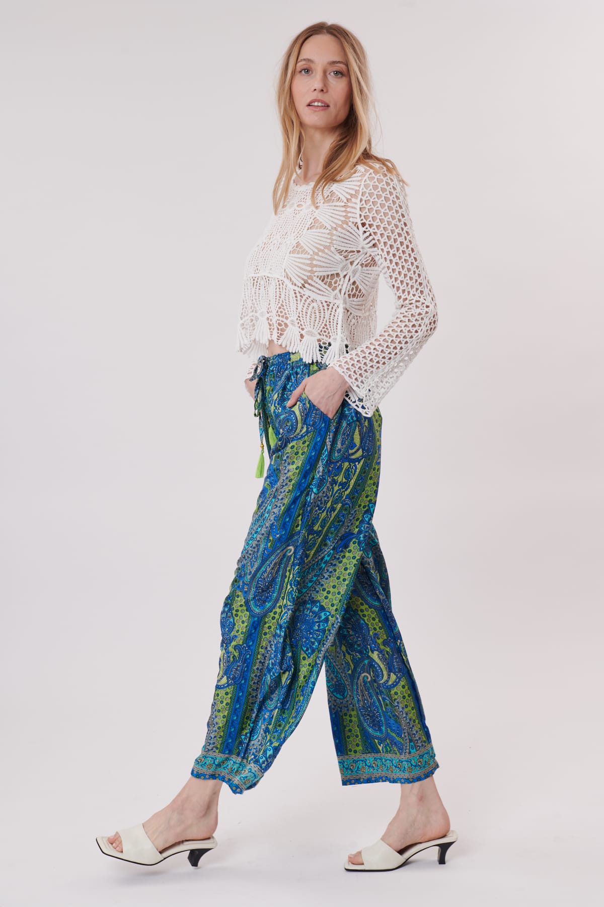 Derhy Pacome Paisley Print Wide Leg Trousers