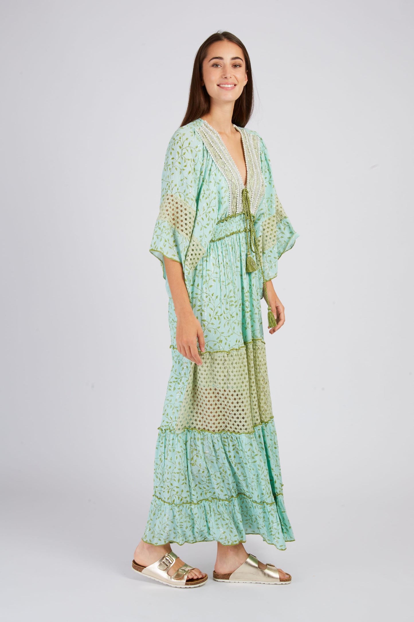 Derhy Green Sparkle Kimono Dress Caledonie