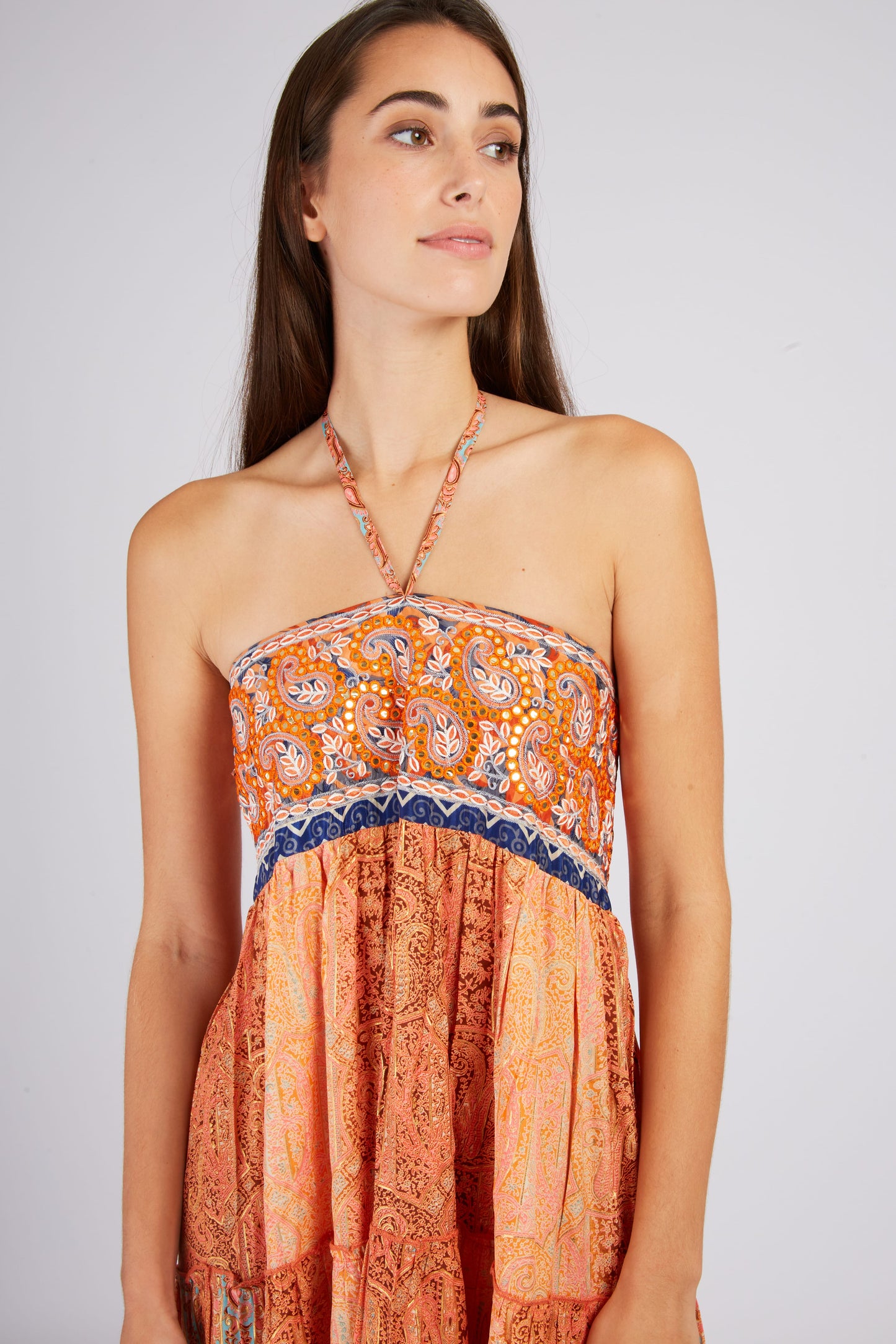 Derhy Paisley Beaded Dress/Skirt Agde