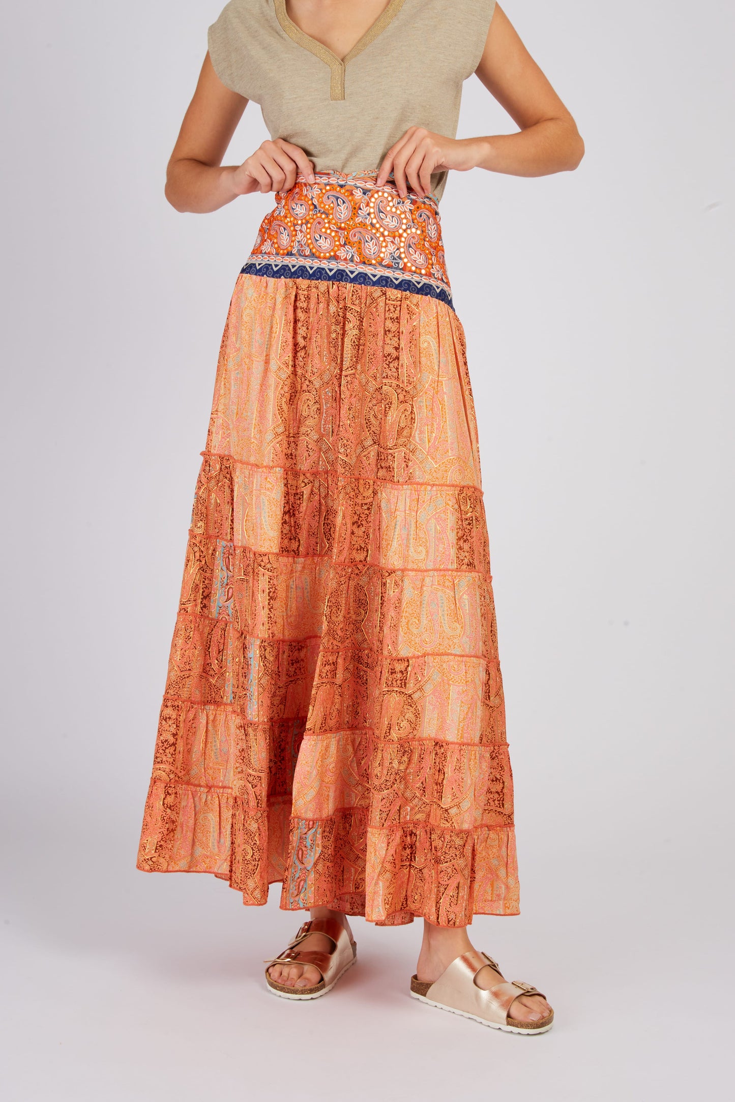 Derhy Paisley Beaded Dress/Skirt Agde