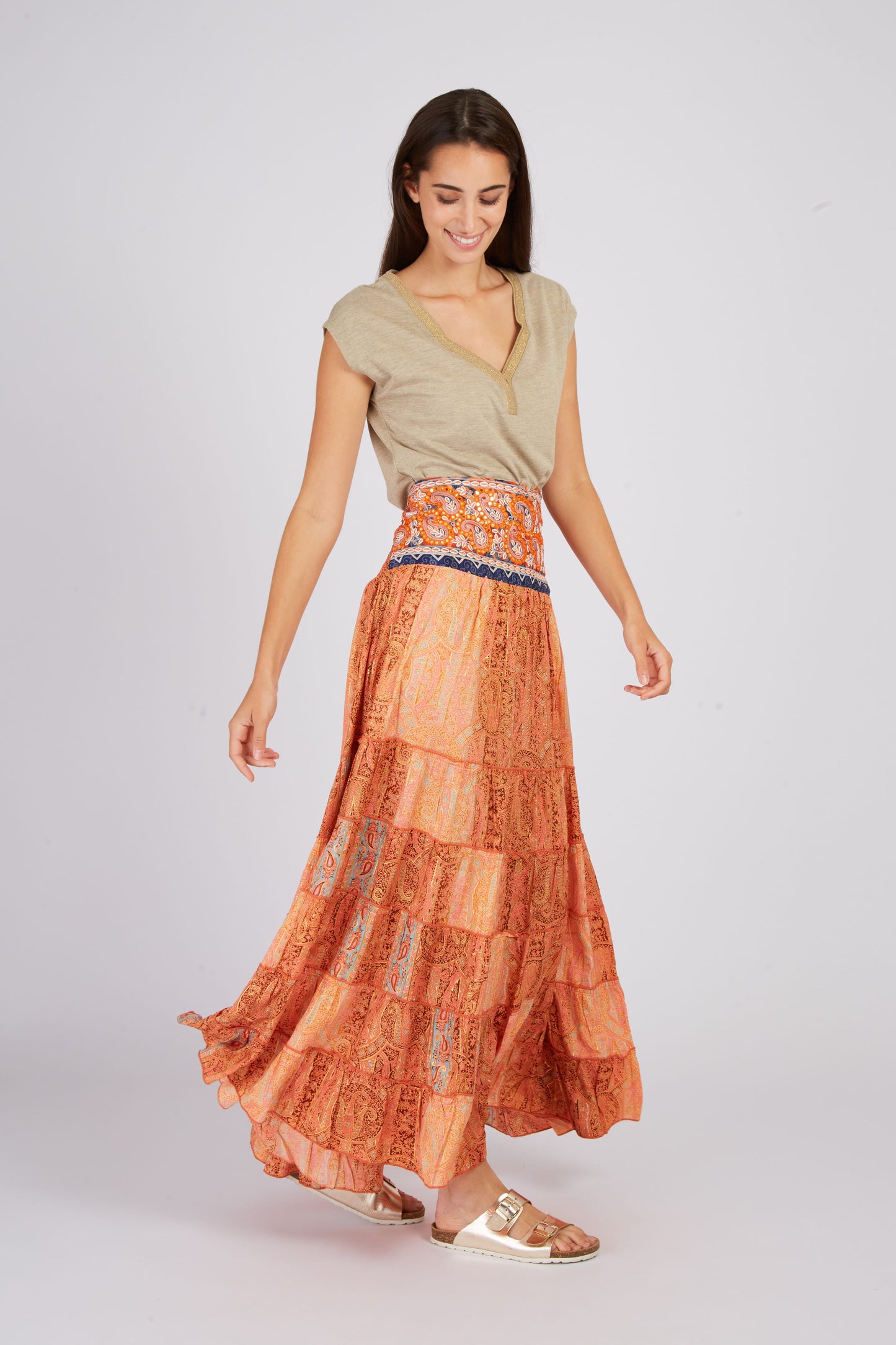 Derhy Paisley Beaded Dress/Skirt Agde