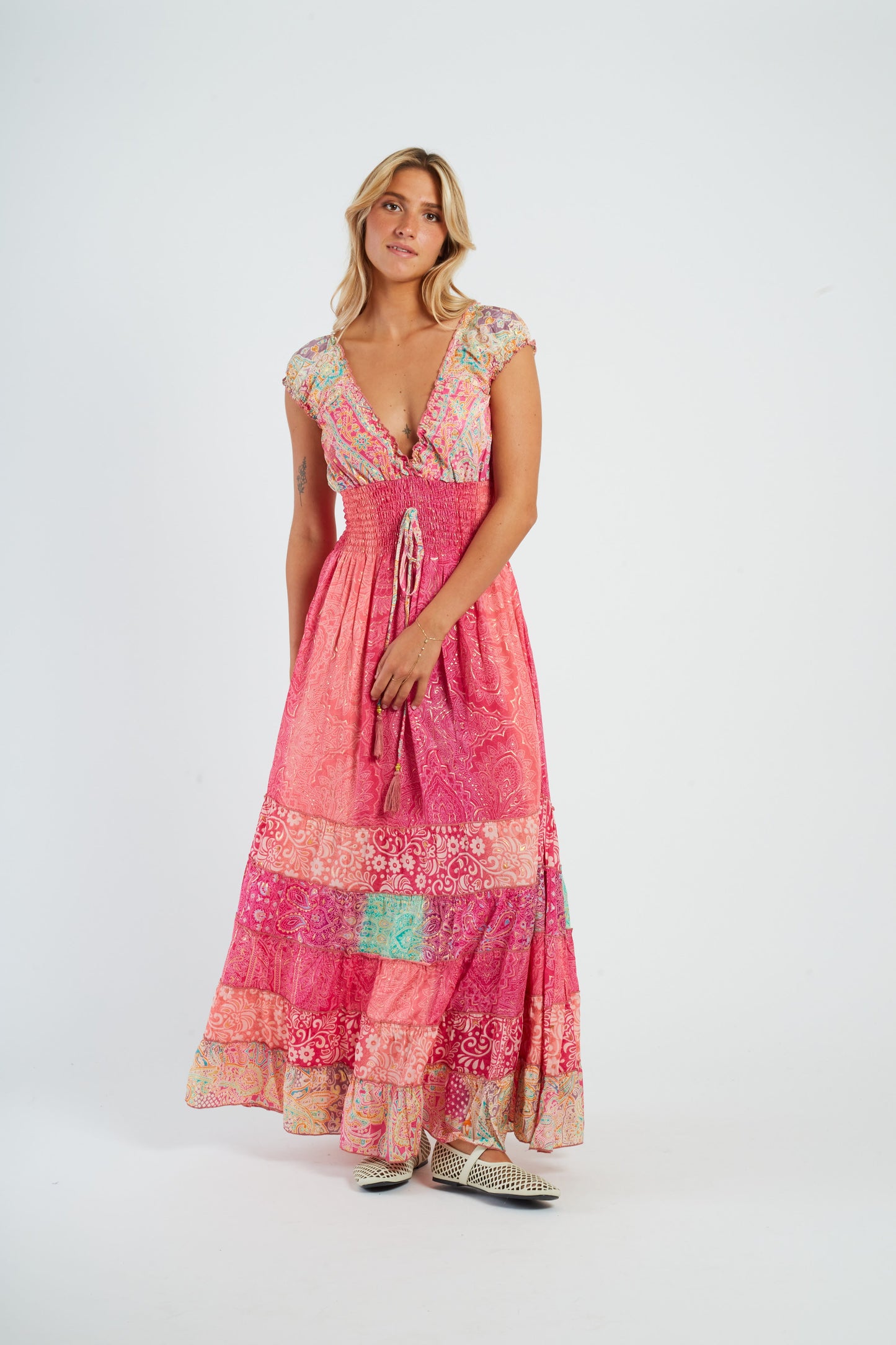 Derhy Rose Print Maxi Dress Marielle