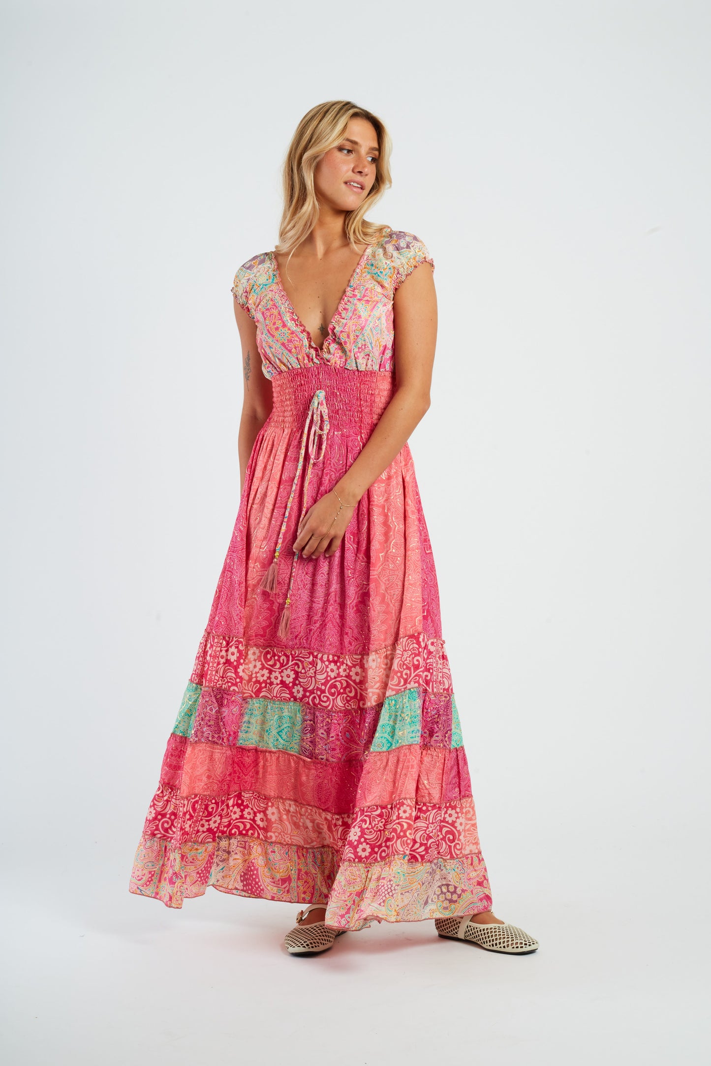 Derhy Rose Print Maxi Dress Marielle