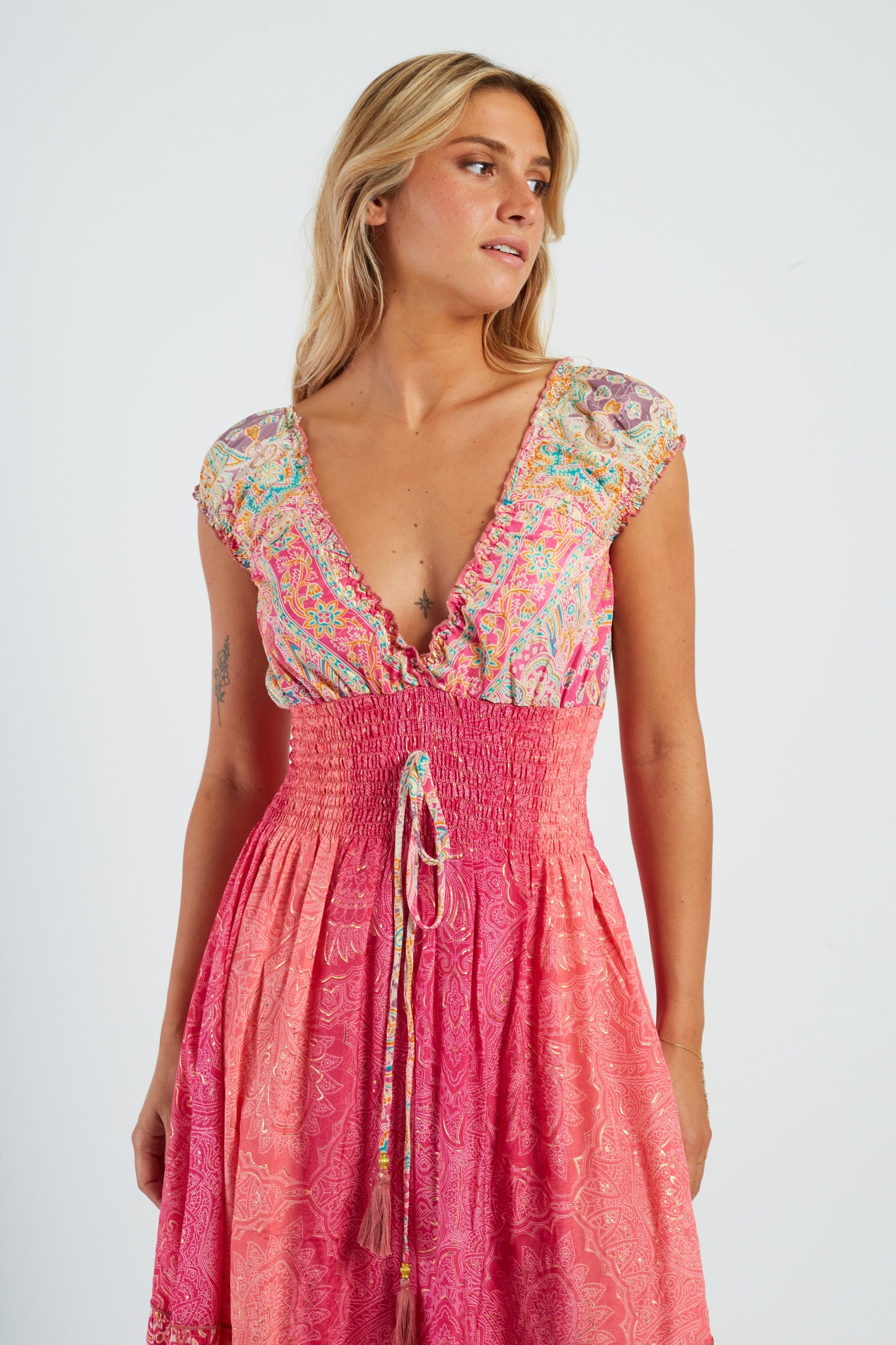 Derhy Rose Print Maxi Dress Marielle